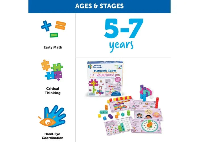 Learning Resources MathLink ® Cubes Kindergarten Math Activity Set: Mathtastics!