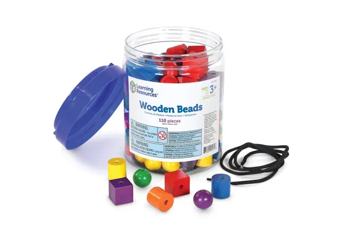 Learning Resources Wooden Beads in a Bucket