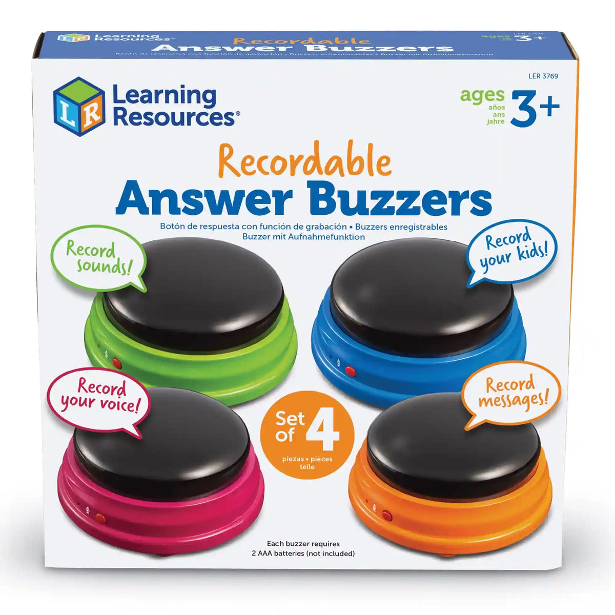 Learning Resources Recordable Answer Buzzers, Set of 4