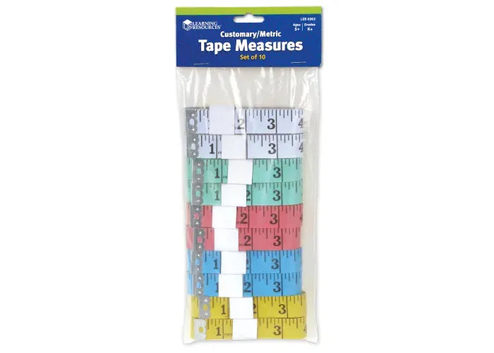 Learning Resources Customary/Metric Tape Measures, Set of 10
